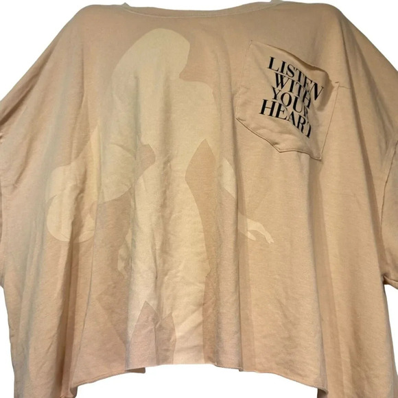 Disney Pocahontas Oversized Raw Hem Crop Top Shirt Listen to your heart Size 2X - Picture 2 of 7